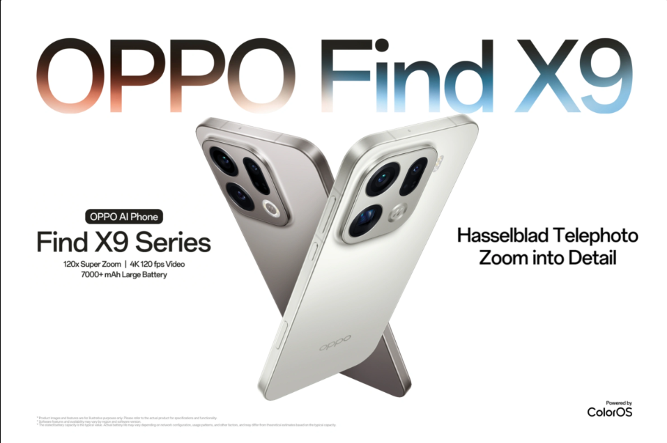 OnePlus Find X9 smartphone showcasing premium black design with triple camera array